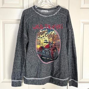 Jonathon Saint Motorcycle Distressed Pullover Sweatshirt